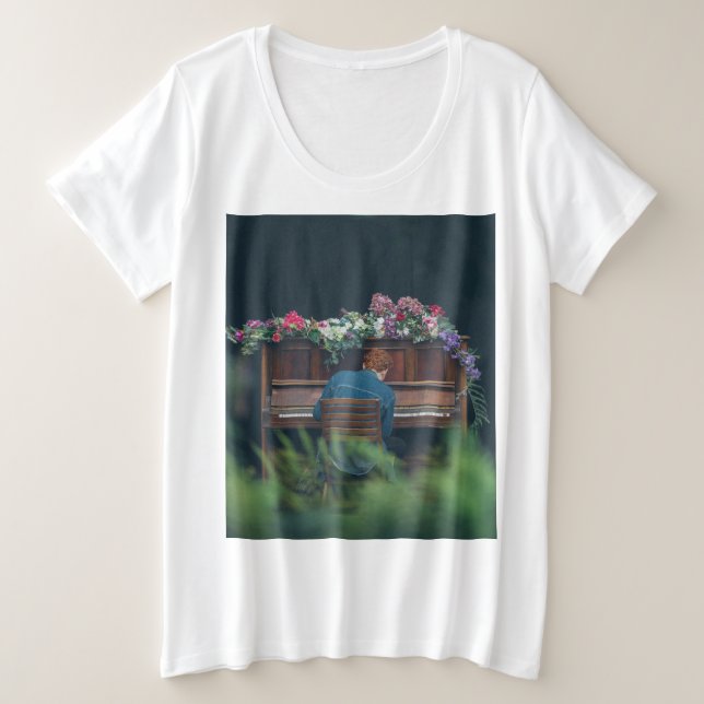 Cool Piano Artwork Plus Size T-Shirt (Design Front)
