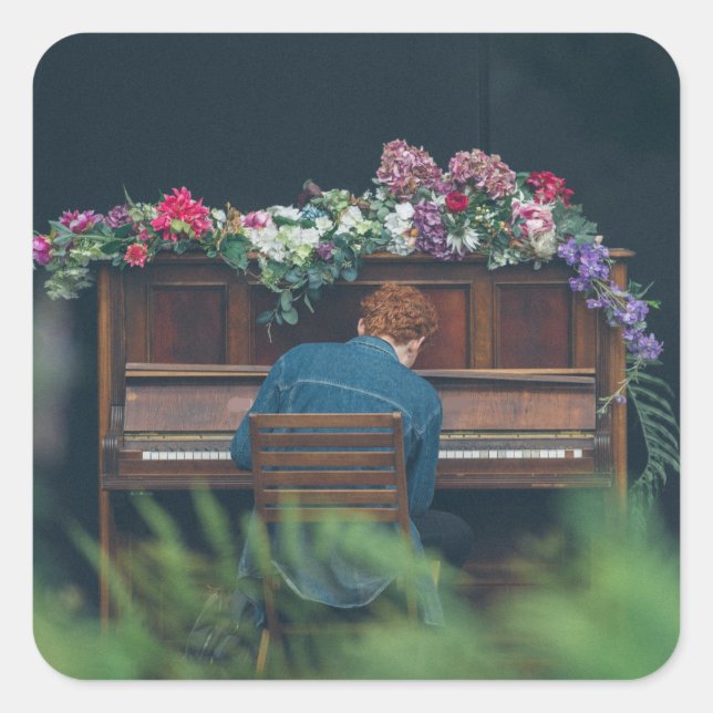 Cool Piano Artwork Square Sticker (Front)
