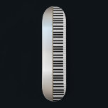 Cool Piano Keys, Silver Skateboard<br><div class="desc">Piano keys on a silver background.</div>