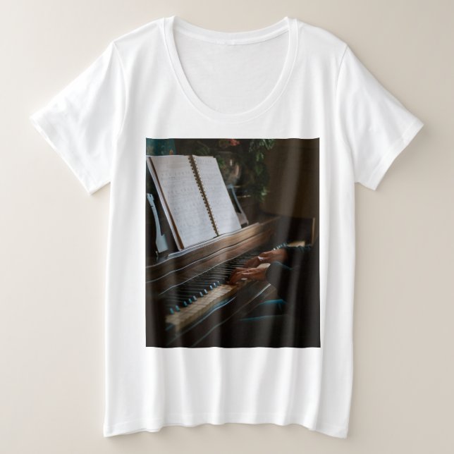 Cool Piano Plus Size T-Shirt (Design Front)