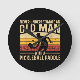 Cool Pickleball Art For Men Women Paddle Picklebal Round Clock