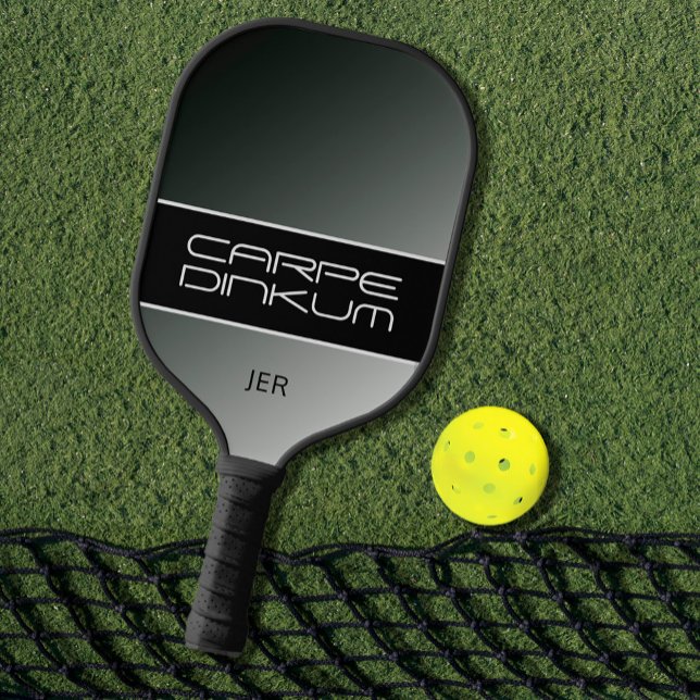 Cool Pickleball Dink Pun Gradient Initials Black Paddle (Creator Uploaded)