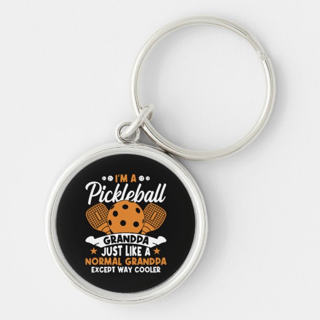 Cool Pickleball Grandpa Player Key Ring (Front)