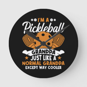 Cool Pickleball Grandpa Player Round Clock