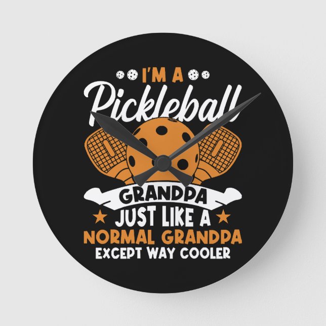 Cool Pickleball Grandpa Player Round Clock (Front)