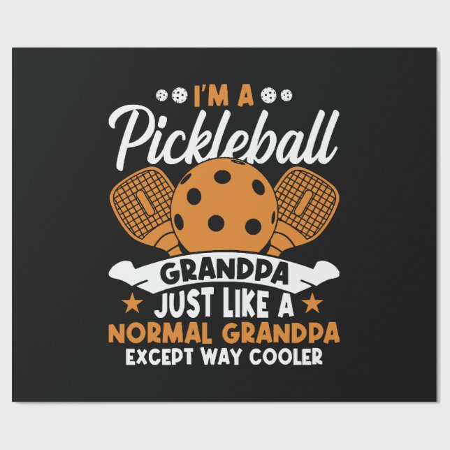 Cool Pickleball Grandpa Player Wrapping Paper (Flat)