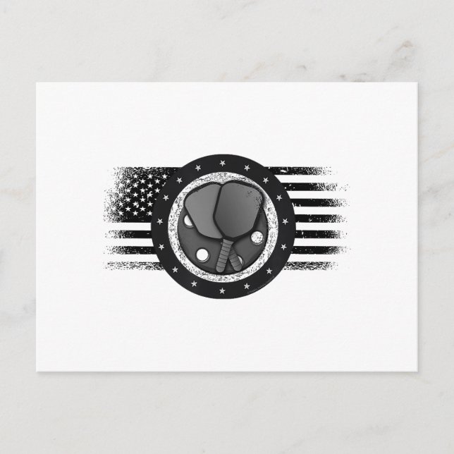 Cool Pickleball Sport USA Grunge Flag - Pickleball Holiday Postcard (Front)