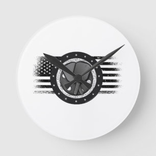 Cool Pickleball Sport USA Grunge Flag - Pickleball Round Clock