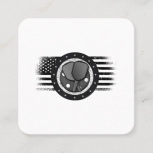Cool Pickleball Sport USA Grunge Flag - Pickleball Square Business Card