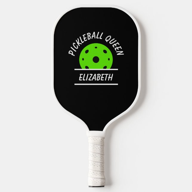 Cool Pickleball Wizard Name Text Ball Black Green Pickleball Paddle (Front)