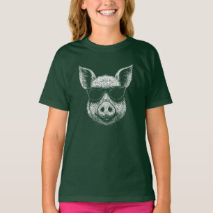 Cool Pig with Shades – Monochrome Style T-Shirt