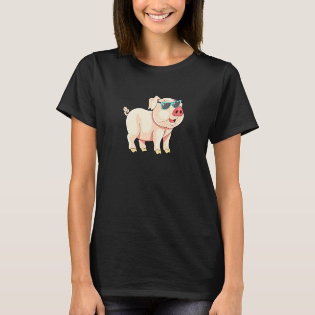 Cool Pig With Sunglasses T-Shirt (Front)