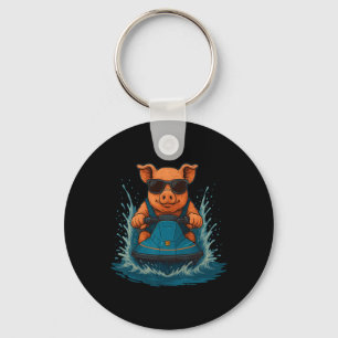 Cool Pig With Sungles Farm Animal Jet Ski Rider Su Key Ring