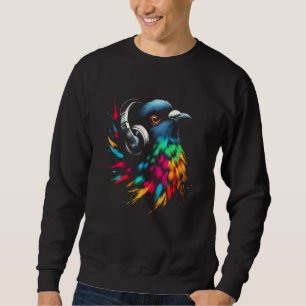 Cool Pigeon Art for Music Lovers Christmas Birthda Sweatshirt