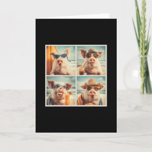 Cool Pigs With Sungles Farm Animal Vacation Beach Card