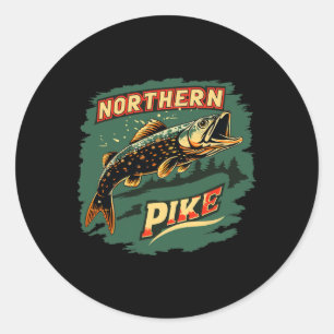 Cool Pike Fish Costume For Fishing Boys And Girls  Classic Round Sticker