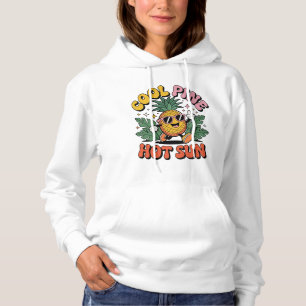 Cool Pine Hot Sun Retro Pineapple Summer Vibes Hoodie