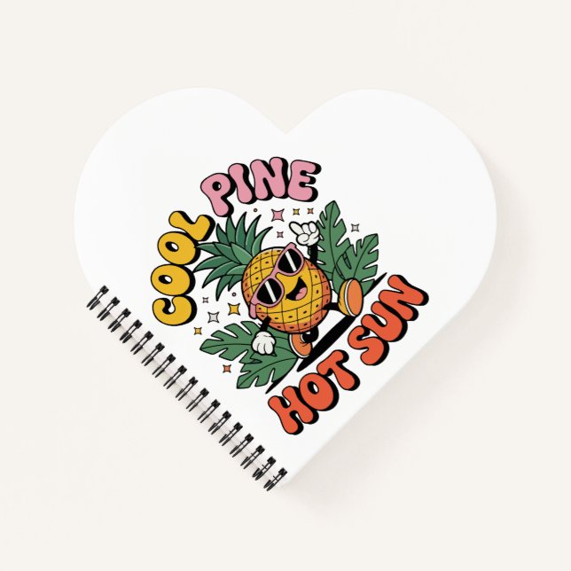 Cool Pine Hot Sun Retro Pineapple Summer Vibes Notebook (Front)