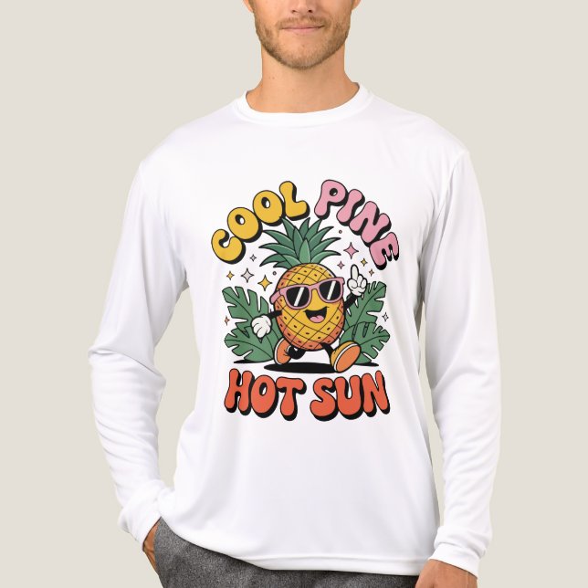 Cool Pine Hot Sun Retro Pineapple Summer Vibes Tri-Blend Shirt (Front)