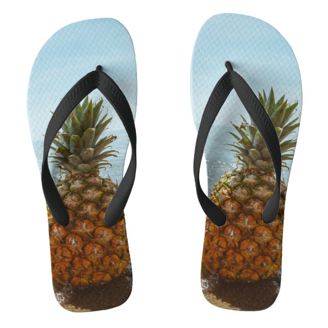 Cool Pineapple by the Ocean Picture Jandals (Footbed)