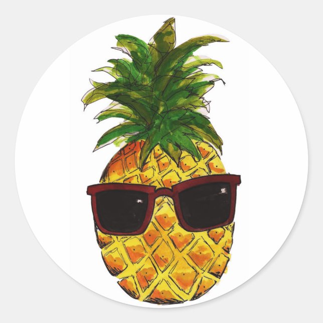 Cool pineapple classic round sticker (Front)