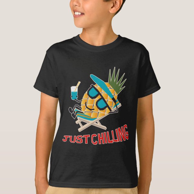 Cool Pineapple Fruit Chilling Funny Kawaii Summer  T-Shirt (Front)