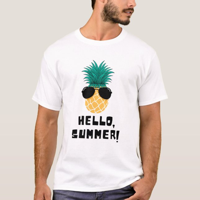 Cool Pineapple Hello Summer Art T-Shirt (Front)