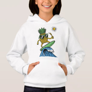 Cool Pineapple is Surfing in the Sea Vibrant beach