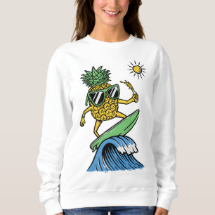 Cool Pineapple is Surfing in the Sea Vibrant beach Sweatshirt
