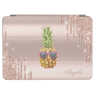 Cool Pineapple Rose Gold Glitter Drips iPad Air Cover