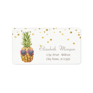 Cool Pineapple White,Gold Foil Confetti Label