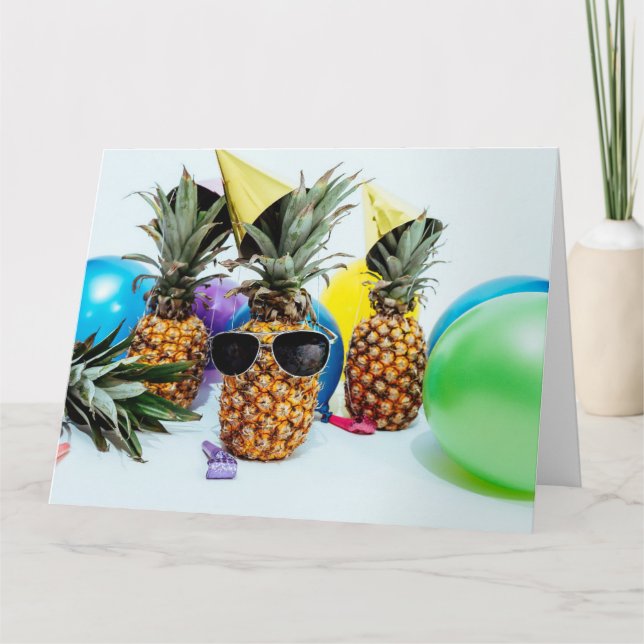 Cool Pineapple with Sunglasses BIG Birthday Card (Front)