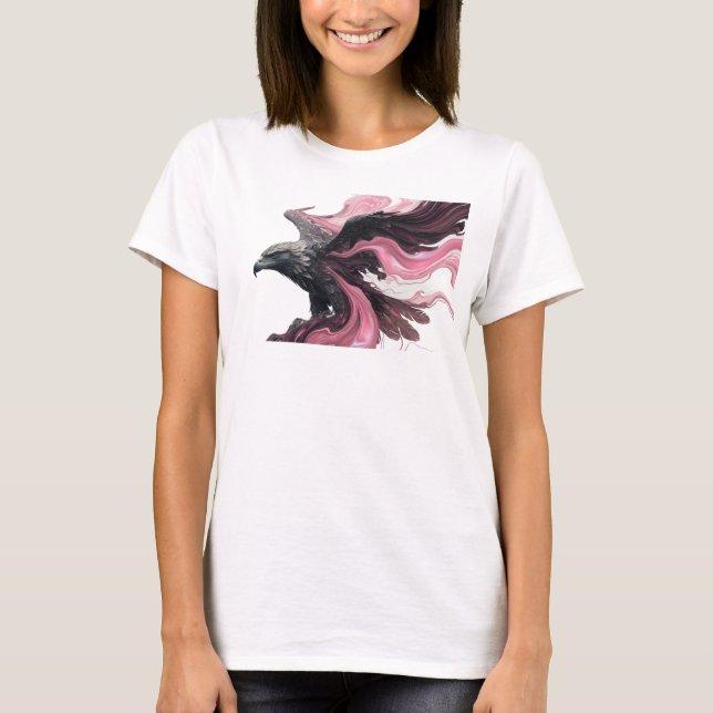Cool Pink Abstract Eagle Art Composition T-Shirt (Front)