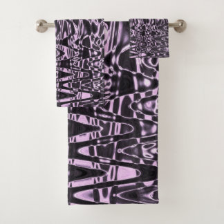 Cool Pink and Black Abstract Tie Dye Waves Bath Towel Set