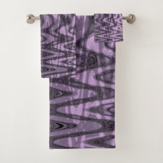 Cool Pink and Grey Abstract Tie Dye Waves Bath Towel Set