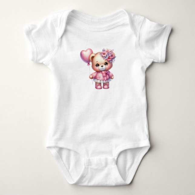 Cool Pink Bear Baby Bodysuit (Front)