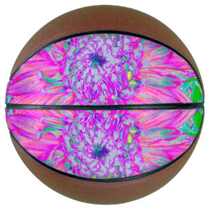 Cool Pink Blue and Purple Artsy Dahlia Bloom Basketball
