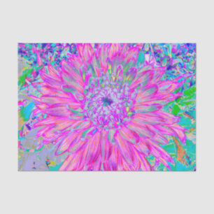 Cool Pink Blue and Purple Artsy Dahlia Bloom Tissue Paper