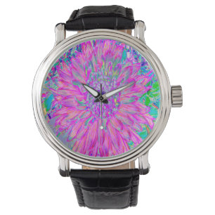 Cool Pink, Blue and Purple Cactus Dahlia Explosion Watch
