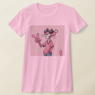 Cool Pink Cartoon Cat Tee Retro Cartoon Animal