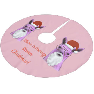 Cool Pink Christmas Llama Tree Skirt