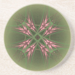 Cool Pink Crystals in Green Orb Coaster