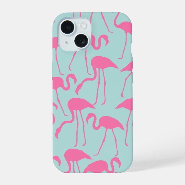 Cool Pink Flamingo Pattern iPhone 15 Case (Back)