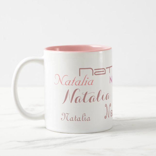 Cool Pink Fonts Your Name Personalised Two-Tone Coffee Mug (Left)