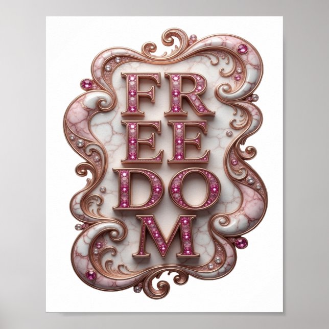 Cool Pink FREEDOM Text Design Poster (Front)