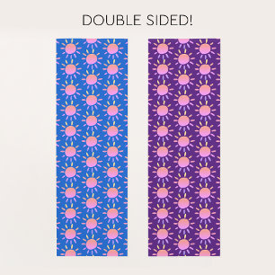 Cool Pink Gradient Sun Pattern Double Sided Yoga Mat
