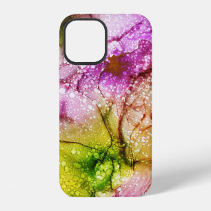 Cool Pink Green Unique Watercolor Swirl Pattern iPhone 12 Case