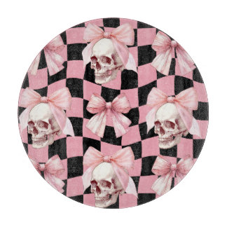 Cool Pink Kitchen Skeleton Halloween Cutting Board