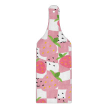 Cool Pink Kitchen Strawberries Chequered Design