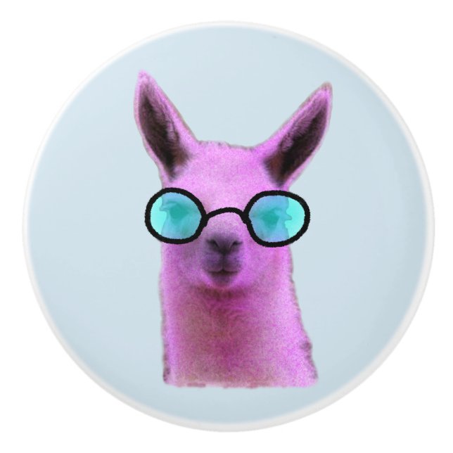 Cool Pink Llama! Ceramic Knob (Front)